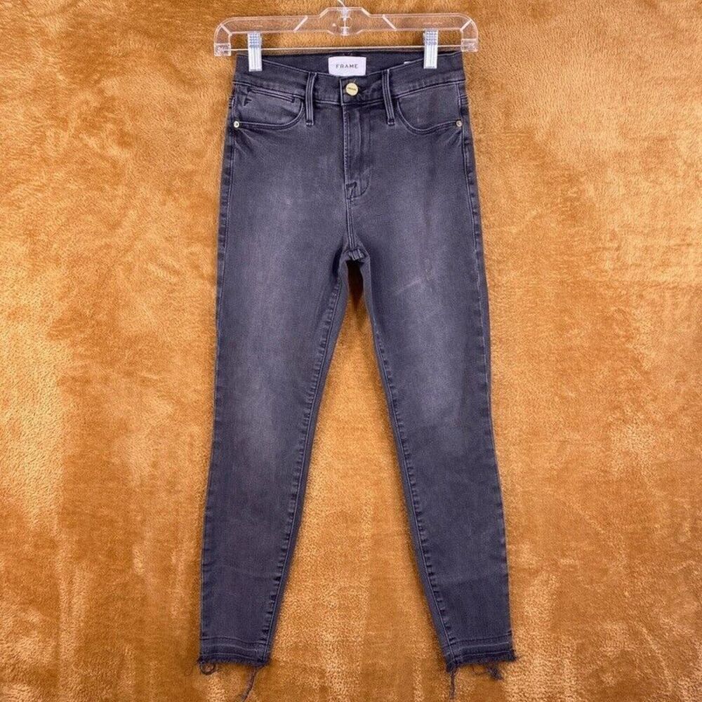 FRAME Womens Jeans Size 25 Charcoal Wash LE HIGH SKINNY CROP Stretch Denim